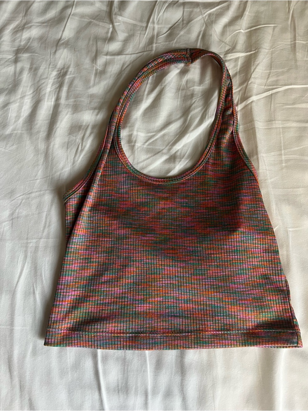 Multicolor Ribbed Halter Crop Top